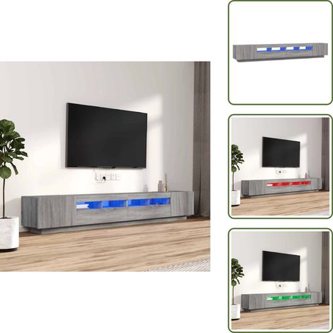 The Living Store Ensemble de meubles TV avec lumières LED 3 pcs Sonoma gris - Meuble tv moderne (1/5)