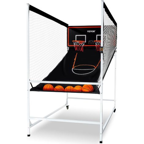 Jeu de basketball en cage d'arcade, jeu de basketball d'intérieur à 2 joueurs, sport de tir double à domicile avec 5 ballons, 8 modes de jeu, tableau de score électronique et pompe de gonflage, pour e (1/5)