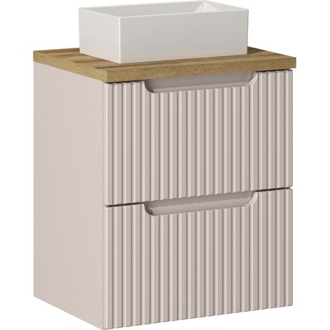 Waschtisch 50cm mit Keramikwaschbecken, Beige und Eiche, NEWPORT-56-CASHMERE (1/5)