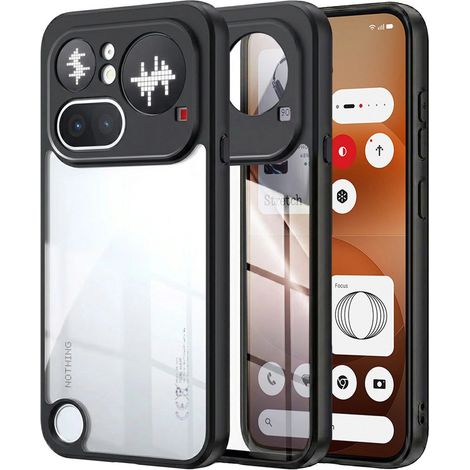Funda para teléfono Nothing Phone (4a) Pro, Fusion Hybrid, transparente con marco negro. (1/5)