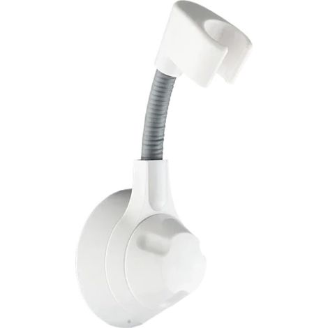 Support mural de la pomme de douche, réglable à 360 °, sans forage requis, adapté à la piste de douche à main, blanc (1/3)