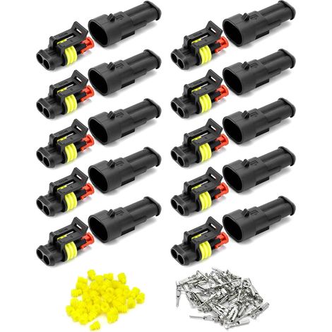 10 pièces Voiture Étanche Connecteur Électrique, connecteur 2 broches, connecteur de câble Automobile, pour voiture camion moto (1/5)