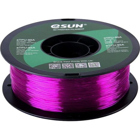 eSUN TPU-95A Filament, 1.75mm, 1000g eSUN TPU-95A Filament 1.75mm 1000g Transparent Purple