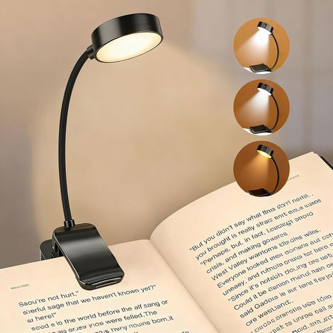 (Schwarz) Verstellbare Leselampe, 360° flexible Klemmleuchte, tragbare Leselampe, augenschonende Nachtbeleuchtung, zum Lesen (1/5)