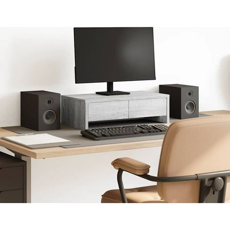 Monitorständer mit Schubladen Grau Sonoma 50x27x15 cm