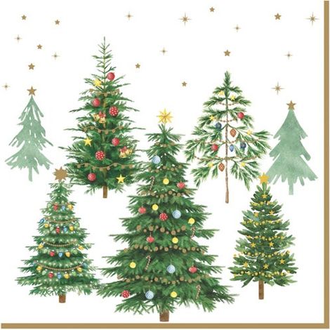 Lote de 20 Servilletas de Papel 33 x 33 cm - Árboles Festivos - Easy Life
