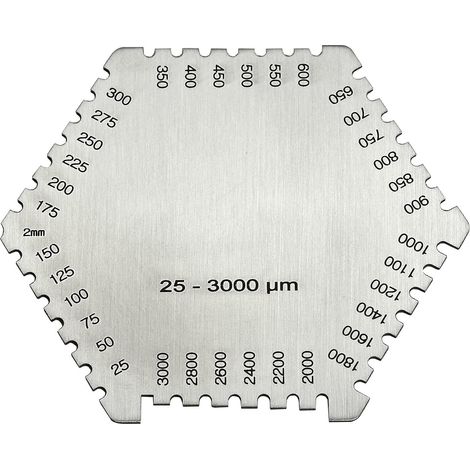 Jauge Épaisseur Hexagonale - 1 Pièce - Acier Inoxydable - Mesure Film Humide 25-3000 µm - Peinture Vernis Adhésif (1/5)
