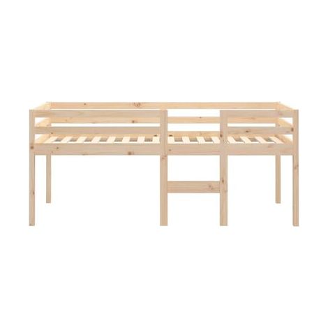 Lit haut sans matelas, 90 × 200 cm, en pin massif, pin massif durable, pour chambre, confort quotidien, assemblage rapide (1/5)
