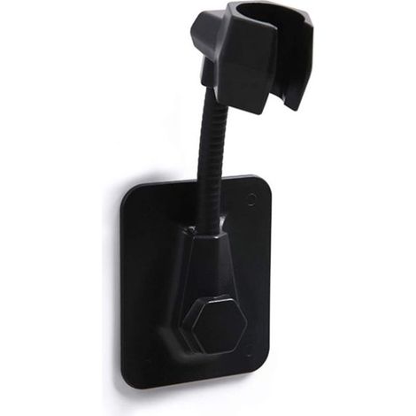Supporto regolabile per soffione doccia a parete, adesivo, non richiede foratura, realizzato in plastica resistente, universale e facile da installare.