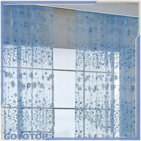 rideau transparent de fenêtre Rideau transparent innovant et deco decoration Bleu ciel 100x250cm / 39.4x98.4in (Crochets) (1/5)