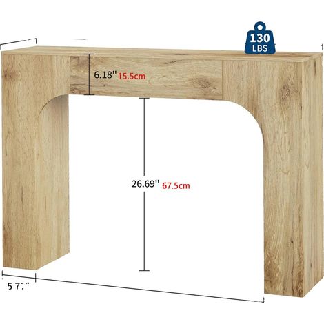 Mesa consola, diseño elegante, fácil montaje, roble natural, 120 cm. (1/2)