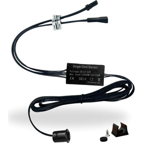 Evotrade Capteur LED 12-24V Mini – Encastrable ou Surface (Détection Mouvement Portes 1-3 cm, Noir)