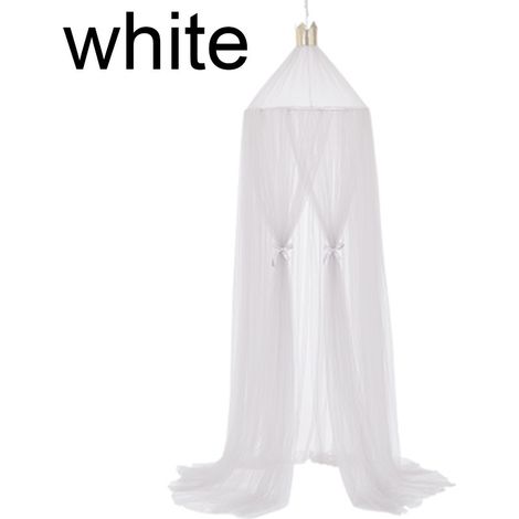 Moustiquaire dôme suspendue princesse, canopy circulaire décoratif anti-moustiques pour chambre, Composition : 60 × 240 cm, Couleur : blanc (1/5)