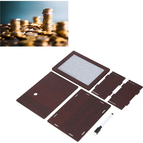 Boîte à Argent Éducative Raffinée en Bois Massif - Challenge Bancaire Compteur 1000 Dollars - Boîte à Argent avec Enregistrement Pour Chambre, Noir Foncé (313g, 20.1x7.6x14.5cm) (1/5)