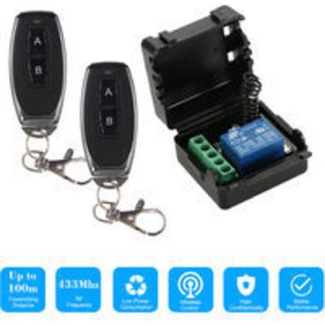 Commutateur Sans Fil 433 Mhz - Dc 12 V - Pour Serrures Lumières Rideaux - 1 Canal - Récepteur + 2 Télécommandes (1/5)