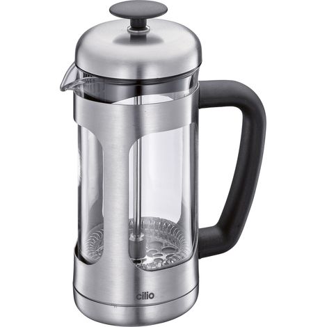 Cilio Maria Kolbenkaffeemaschine, für 3 Tassen, Durchmesser 7 x 17 cm, 0,35 l, Edelstahl/Borosilikatglas