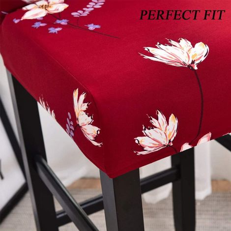 2 housses de chaise, housses de chaise de Tabouret Haut élastique, housses de chaise, rouge (1/5)