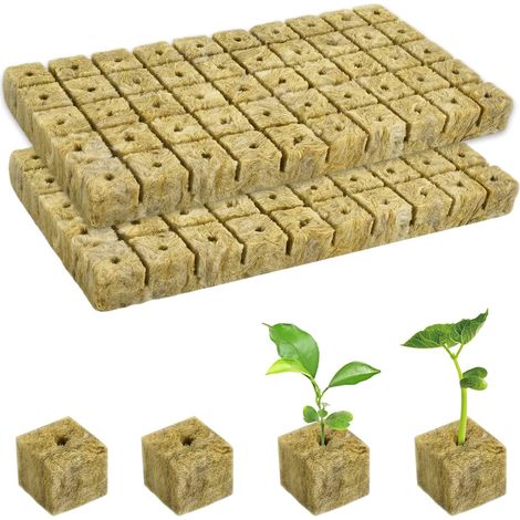 100 Pièces 2,5 X 2,5 cm Cubes de Laine de Roche Respirant Hydroponie Laine de Roche Blocs Culture Bouchons de Plantes Culture Hydroponique Cubes, pour Boutures Plantation (1/5)