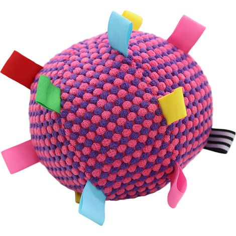 Jouet interactif pour chien, cloche ronde en peluche à mâcher avec sangles pour l'extérieur, Rose rouge (1/5)