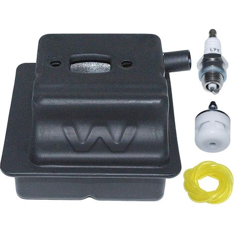 Silencieux d'échappement 42371400601 pour taille-haie Stihl HS81 HS81R HS81T HS86 HS86R HS86T avec kit filtre à carburant, conduite et bougie d'allumage. (1/5)