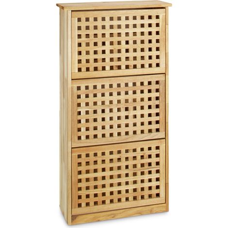 Pratica scarpiera alta da ingresso 90 x 30 x 80 cm in legno di noce 130003286