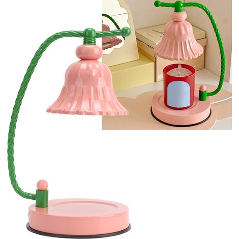 Lampe chauffe-bougie, forme classique, lampe à cire à intensité réglable, rose, lampe de table décorative, veilleuse, norme européenne (1/5)