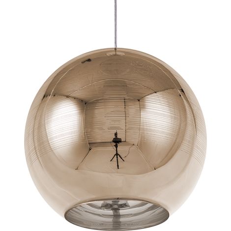Lámpara colgante dorada de cristal redonda forma de globo 1 luz moderna Asaro