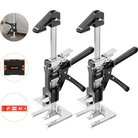 VEVOR Labor Saving Arm Jack, 2 PCS 120 kg Bearing Capacity, Lifting up to 165 mm, Metal Hand Lifting Jack Tool with Magnetic Level, 2 Adjustment Modes, for Door, Window, Furniture, Woodworking, Black (1/5)