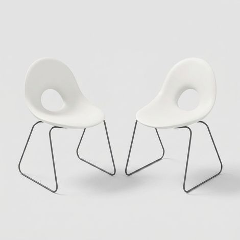 Set 2 sedie design indoor outdoor in polietilene Candy Slitta - Bianco (1/5)