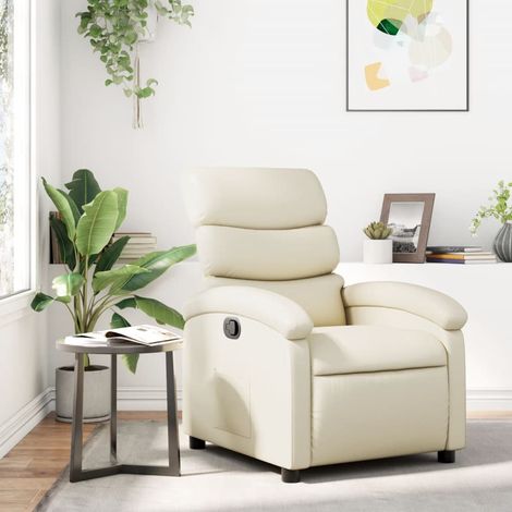 Fauteuil inclinable Crème Similicuir vidaXL (1/5)