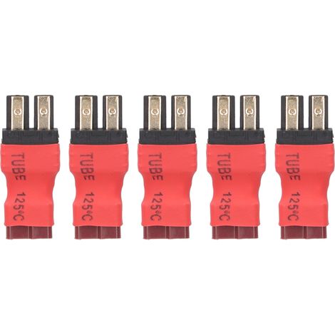 Lot de 5 adaptateurs batterie T femelle/mâle, petits connecteurs RC pour modèles voitures, avions, bateaux (1/5)