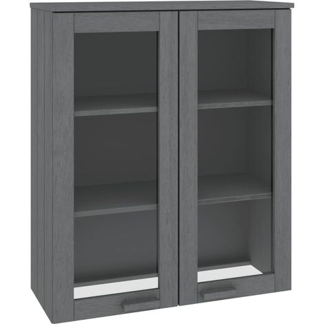 Dessus de Buffet Meuble de rangement HAMAR Gris foncé 85x35x100 cm Bois de pin (1/5)