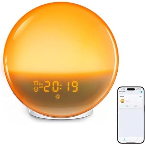 Réveil au Lever du Soleil avec Haut-Parleur Bluetooth et Radio FM, veilleuse de Simulation du Lever/Coucher du Soleil for Les Enfants Qui dorment Beaucoup, Double Alarme Snooze, Aide au Sommeil (1/5)