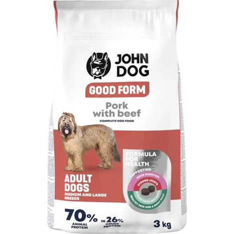John Dog GOOD FORM Ś/D RASY wieprzowina z wołowiną Karma sucha dla psa 3kg