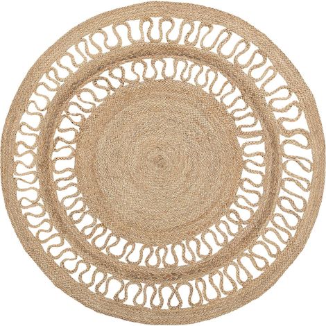 Tappeto tondo in iuta beige ø 120 cm Dikili