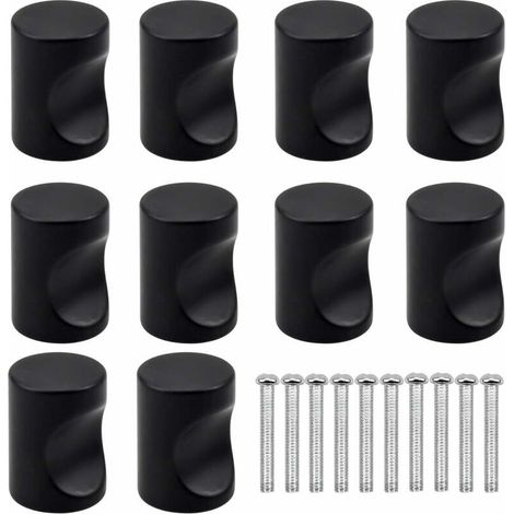 Lot de 10 poignées de tiroir noires, boutons de meuble, poignées de tiroir rondes simples, poignées de porte modernes, poignées pour meubles de cuisine, C