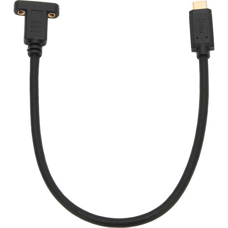 Câble de Prolongation USB 3.1 Type C Mâle/Femelle 0.3M 10Gbps Doré avec Trou de Vis pour Montage Panneau (1/5)