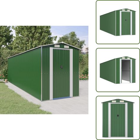 Geräteschuppen Grün 192x689x223 cm Verzinkter Stahl - Geräteschuppen - Gartenhaus - Werkzeuglager - Outdoor-Aufbewahrung - Grünes Gartenhaus