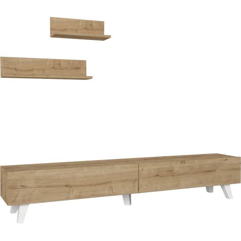 Set mobile TV e 2 mensole 180 x 31 x 33 cm effetto rovere 030007888