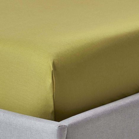 HOMESCAPES Olive Green Egyptian Cotton Fitted Sheet 1000 Thread Count, Double - Olive Green