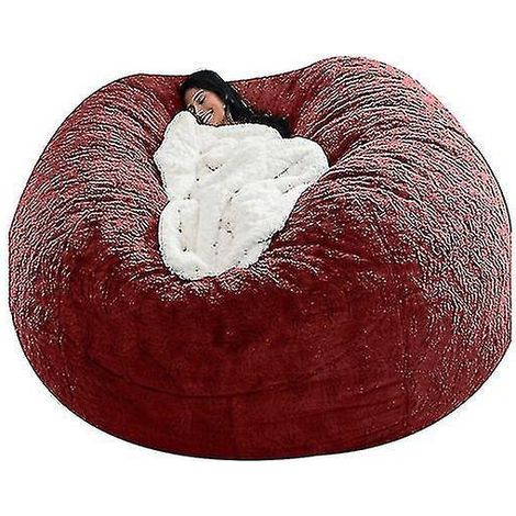 Pouf Lazy Sofa en fausse fourrure - 135 cm x 65 cm - bordeaux