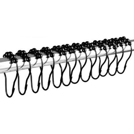 Set mit 12 leichtgängigen Gardinenringen aus Edelstahl, 70 x 38 mm, schwarz (1/5)