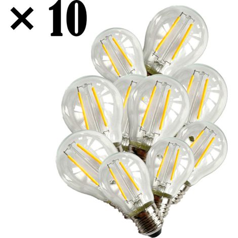 LOT 10 Ampoules led E27 Blanc chaud 2W pour guirlande guinguette (1/4)