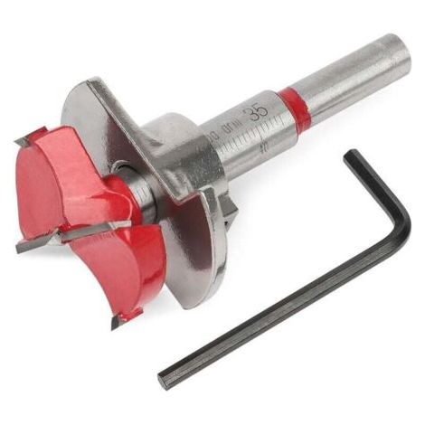 Fraise à bois de 35 mm pour charnières de portes et de meubles avec butée de profondeur (10-40 mm)
