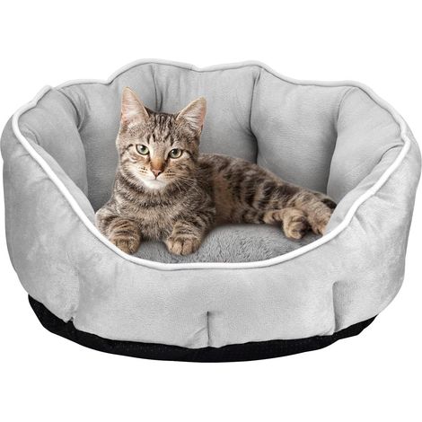 Un lit pour animaux de compagnie confortable, rond et en forme de grotte, adapté aux chats et aux chiens de petite et moyenne taille, avec un matelas moelleux. (1/5)