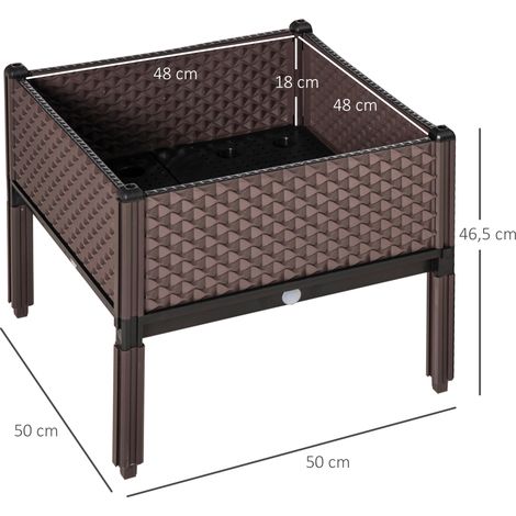Set mit 2 erhöhten, quadratischen Pflanzgefäßen für den Außenbereich, frei kombinierbar, 50 x 50 x 46,5 cm, Braun