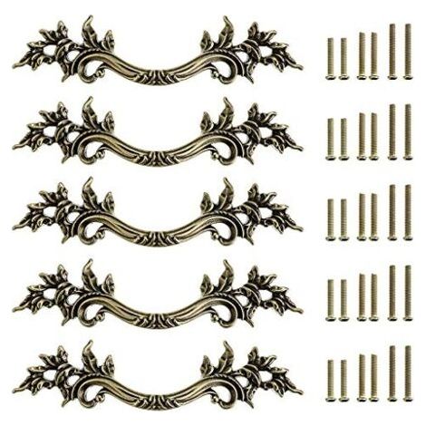 FENOPLASTICA5pcs Poignée de porte vintage Bouton de Porte de Placard rétro,décorer le Tiroir, la Commode, Placard, Meuble etc. (bronze) (1/5)