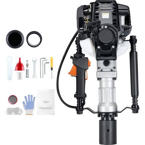Pilonneuse de poteaux essence 37,77cc, moteur 4 temps, 1000W, avec 2 têtes (55/70 mm), pour clôtures ferme et ranch, entretien routier. (1/5)