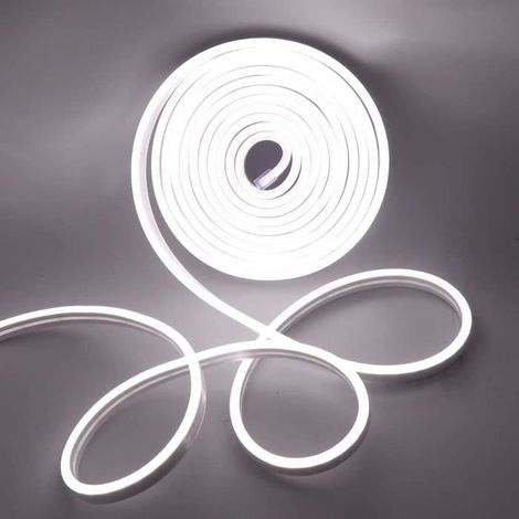 (Blanc)5M Ruban Led Flexible Néon Bande 12V Découpable Étanche IP65 Lumière LED Bande pour Intérieur/Extérieur,Blanc(inclus Adaptateur) (1/4)