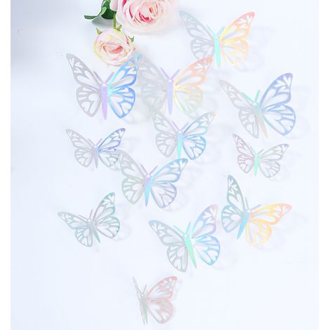 Decoraciones de pared de papel con mariposas 3D [Juego de 72 pegatinas, 3 tamaños] para bodas, fiestas y decoración del hogar. (1/5)